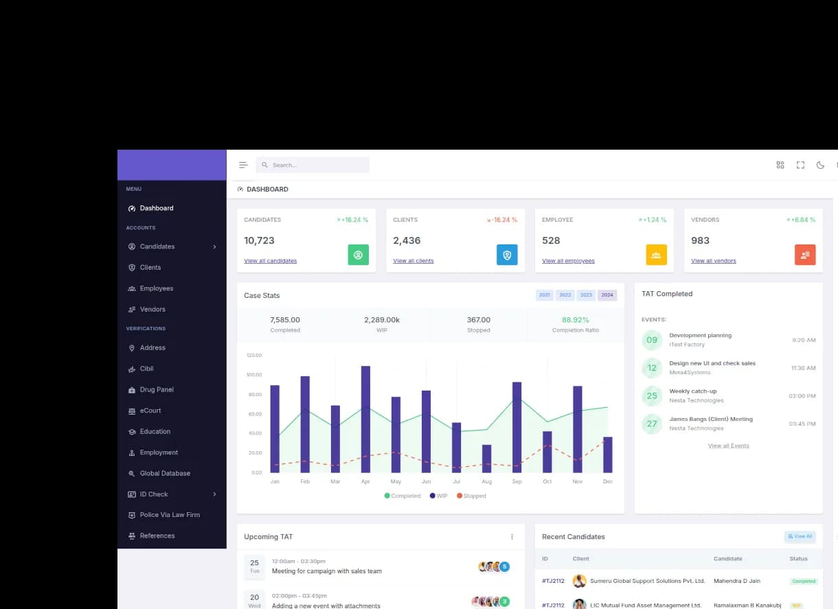 Project dashboard UI — light theme detail screenshot