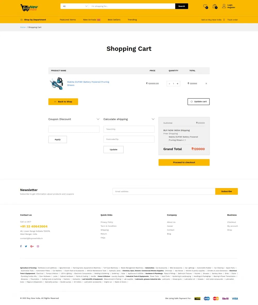BuyNowIndia e-commerce platform — product listing screenshot