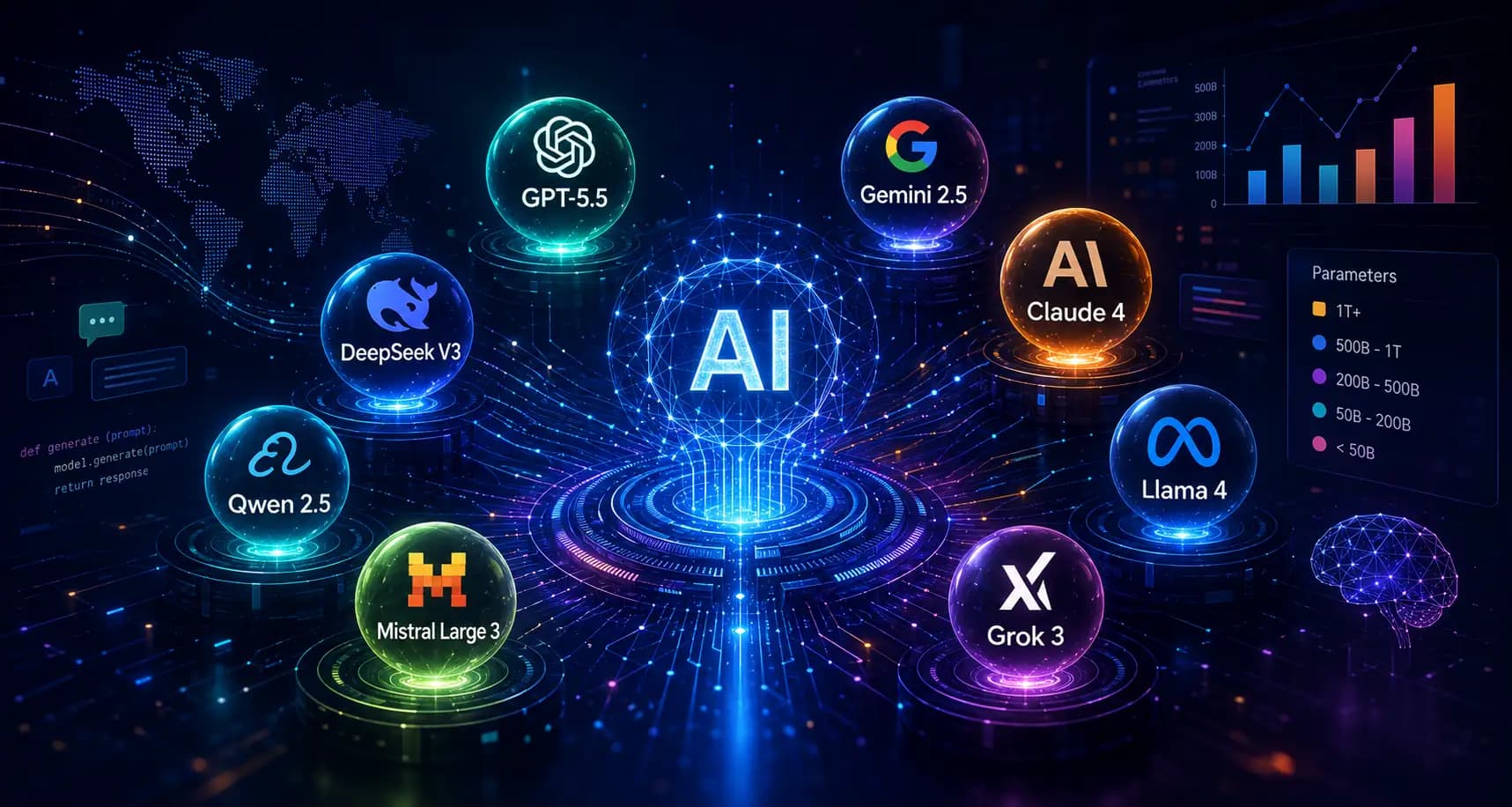 Major Large Language Models (LLMs) of 2026: Ranked by Capability, Sized by Parameters